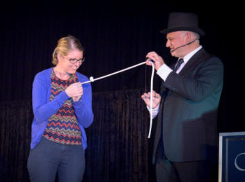 Stage magic show by George Stas of Adelaide Magic 