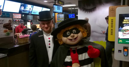 George Stas and the Hamburgler at a McDonalds Event